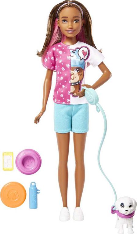 Barbie Toys, Skipper Doll and Dog Walker Set with Puppy and Accessories, First Jobs