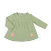 The Peanutshell Baby Girl Layette Mix & Match Sage Flower Long Sleeve Shirt with Pocket - 9-12 Months