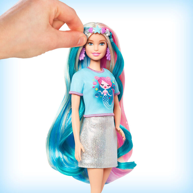 Poupée Barbie - Cheveux Fantastiques avec Looks Sirène et Licorne