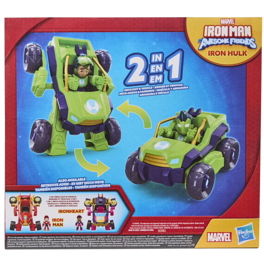 Marvel Iron Man and his Awesome Friends Iron Hulk 2-In-1 Mech Suit & Vehicle, Action Figure & Toy Vehicle