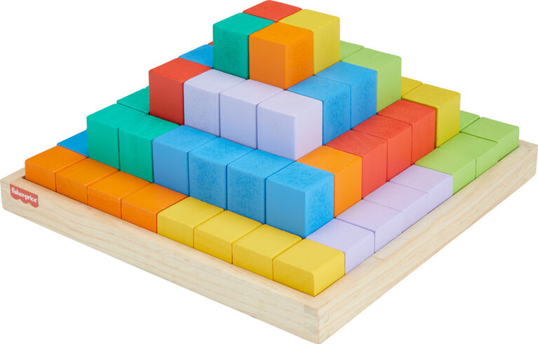 Fisher-Price Wooden Stacking Blocks Building Toy for Toddlers, 65 Wood Pieces
