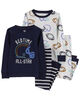 Pyjama 4 pièces en coton ajusté à imprimé de football noir Carter's 5T