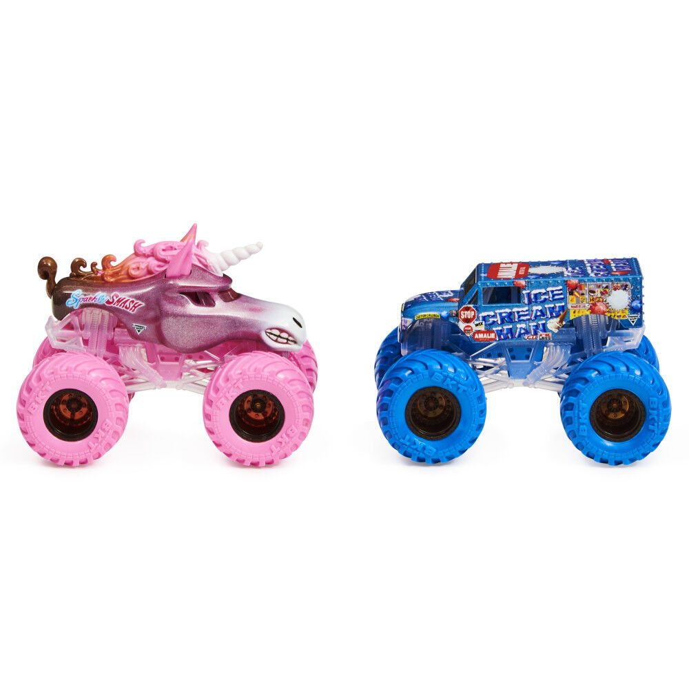 Monster Jam, Official Sparkle Smash Vs. Ice Cream Man Color-Changing  Die-Cast Monster Trucks, 1:64 Scale