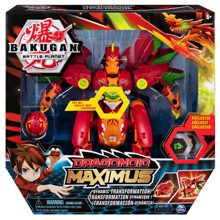 Bakugan - Figurine transformable Dragonoid Maximus de 20,3 cm avec effets sonores et lumineux.