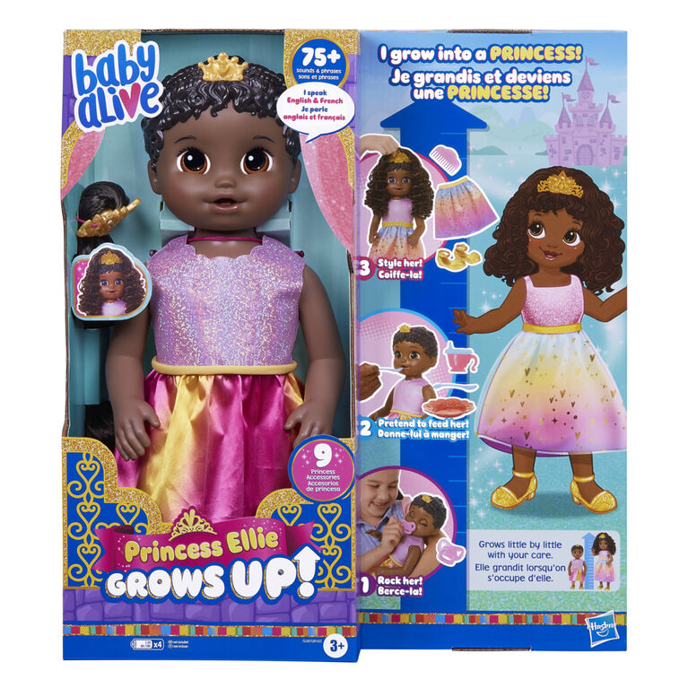 Baby Alive Poupée Princesse Ellie grandit !, poupée de 45 cm qui parle et grandit