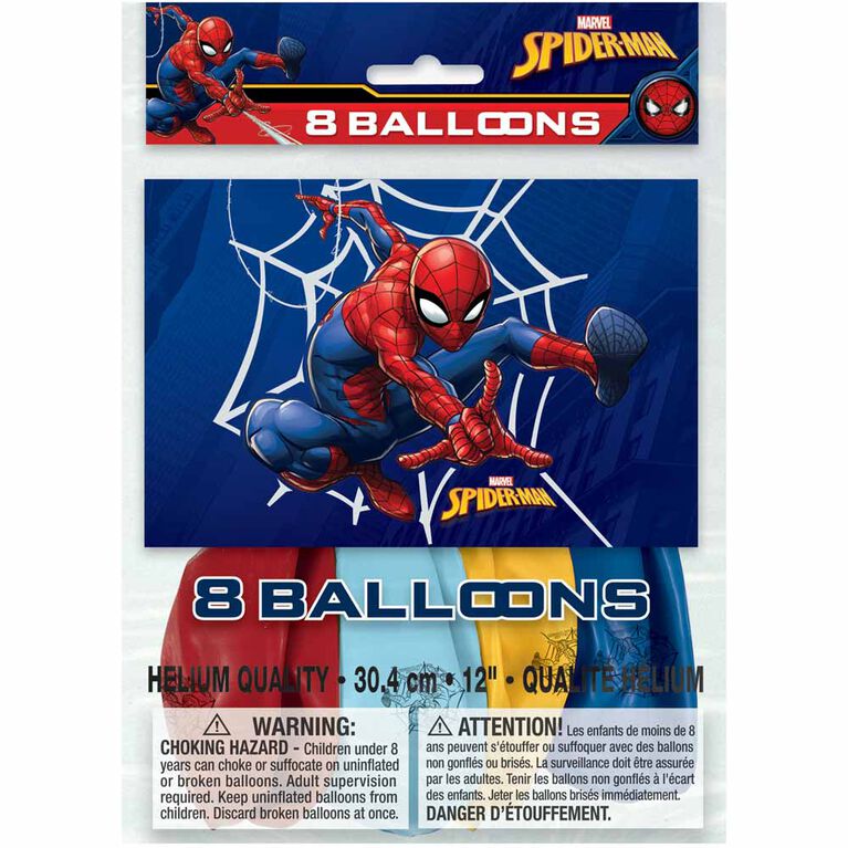 Spider-Man 12" Latex Balloons, 8 pieces