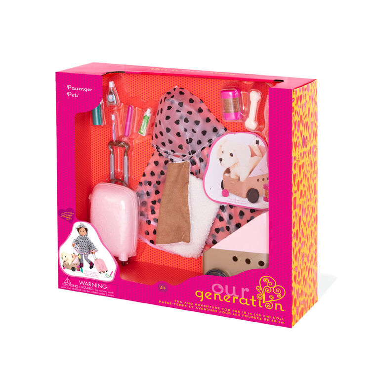 Our Generation, Passenger Pets, 18-inch Doll & Pet Travel Set