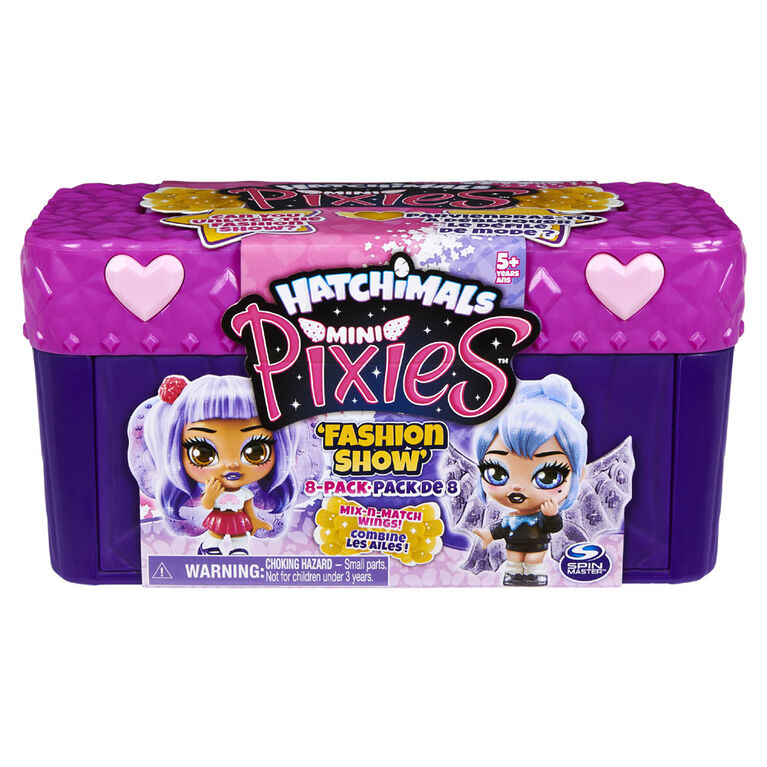 Hatchimals Mini Pixies , Coffret Défilé de mode de 8 figurines de 3,8 cm à collectionner avec ailes à combiner (les styles peuvent varier)