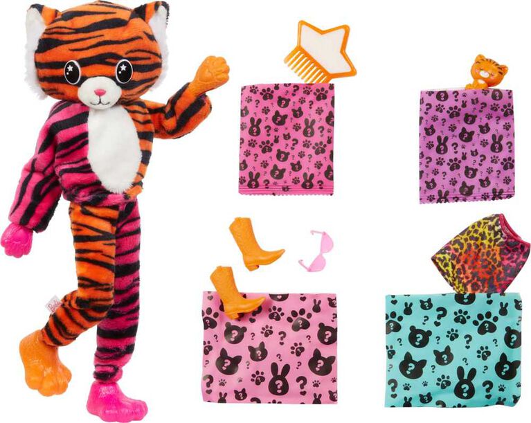 Barbie Cutie Reveal Chelsea Doll and Accessories, Jungle Series, Tiger-Themed Small Doll Set
