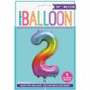 Rainbow Number 2 Shaped Foil Balloon 34"
