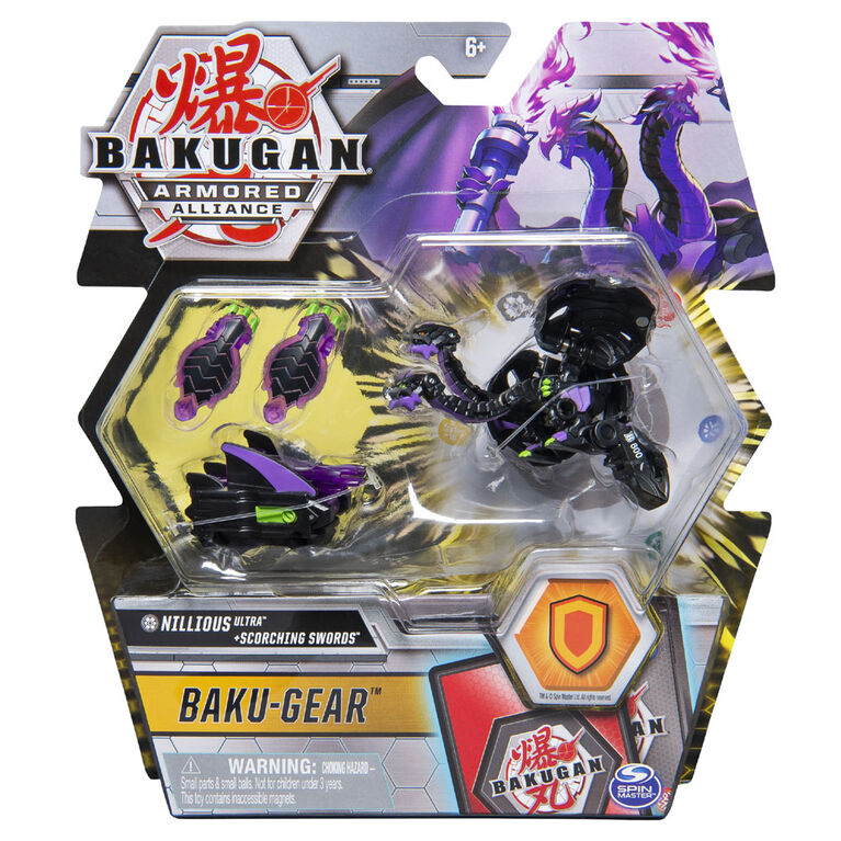 Bakugan Ultra, Nillious avec équipement Baku-Gear transformable, Figurine Armored Alliance articulée de 7,5 cm à collectionner