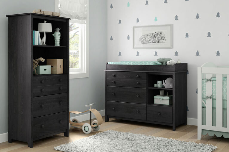 Little Smileys Shelving Unit with Drawers- Gray Oak