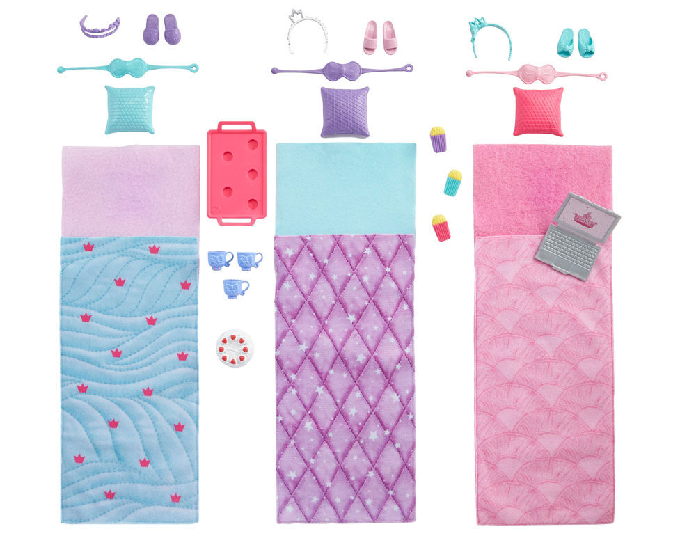 Barbie Princess Adventure Playset with 3 Barbie Dolls and Slumber Party Accessories