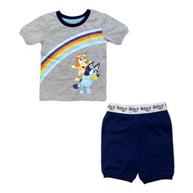 Bluey - Ensemble pyjama Saut d’arc-en-ciel - Gris Chiné
