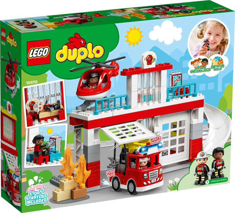 LEGO DUPLO La caserne de pompiers et l'hélicoptère de secours 10970 Jeu de construction (117 pièces)