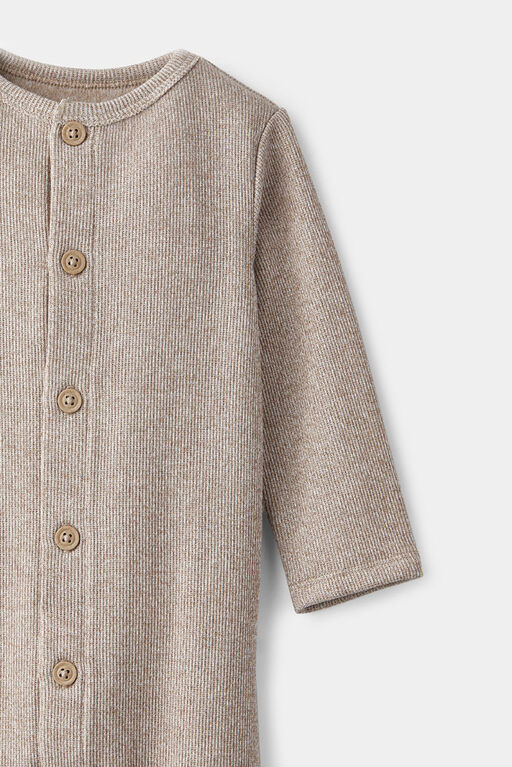 RISE Little Earthling Drop Crotch Romper Oatmeal