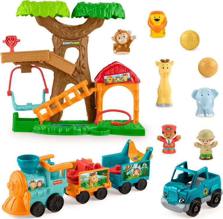 Fisher-Price Little People Wildlife Train & Trek Toddler Gift Set with Animals & Figures