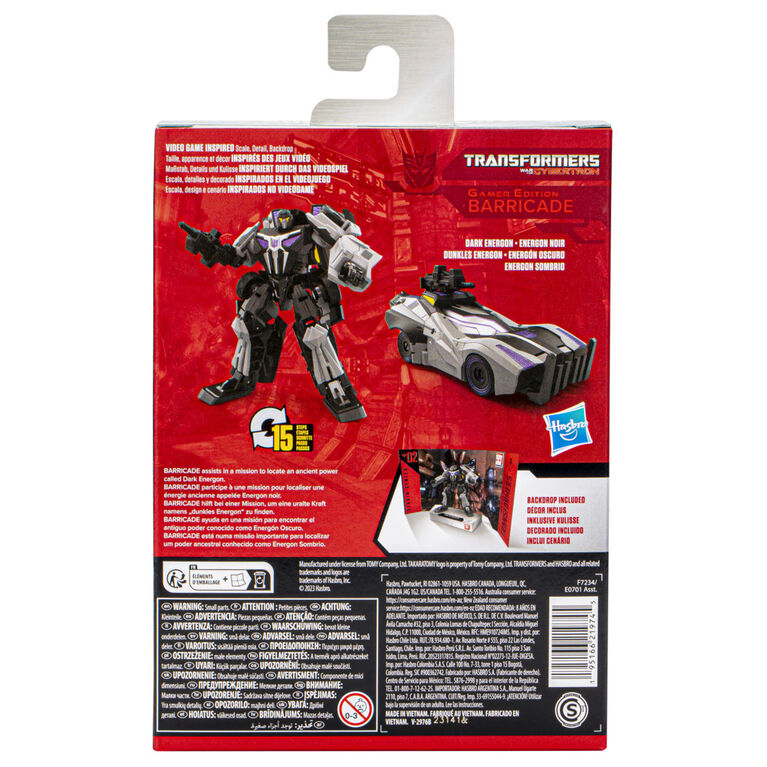 Transformers Studio Series Deluxe 02 Transformers: War for Cybertron Gamer Edition Barricade 4.5" Action Figure