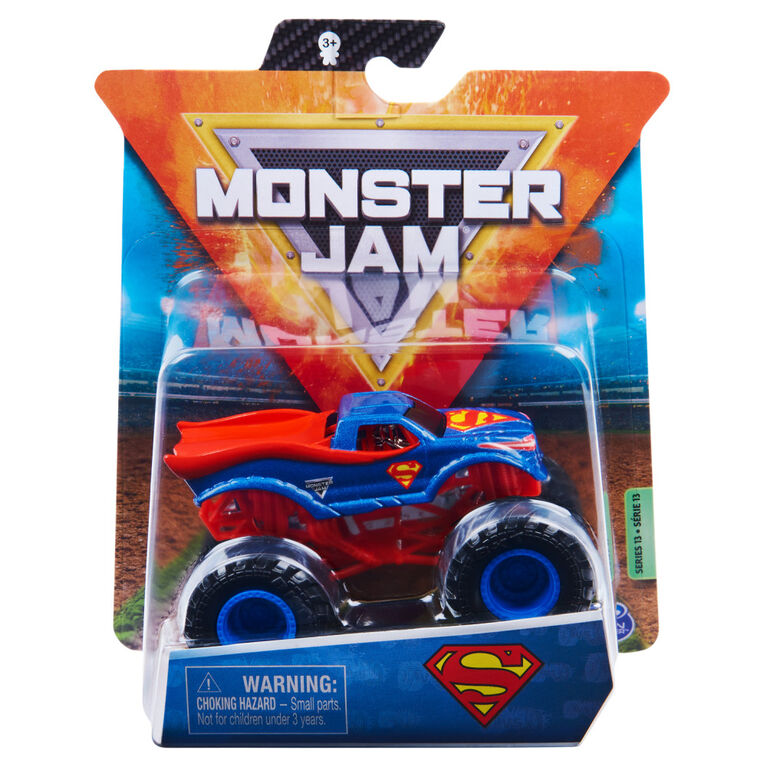 Monster Jam, Official Superman Monster Truck, Die-Cast Vehicle, Heroes and Villains Trucks Series, 1:64 Scale