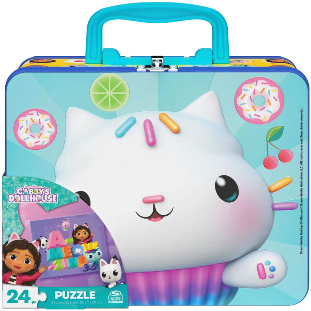 Gabby's Dollhouse Tin Lunch Box with 24pc Puzzle