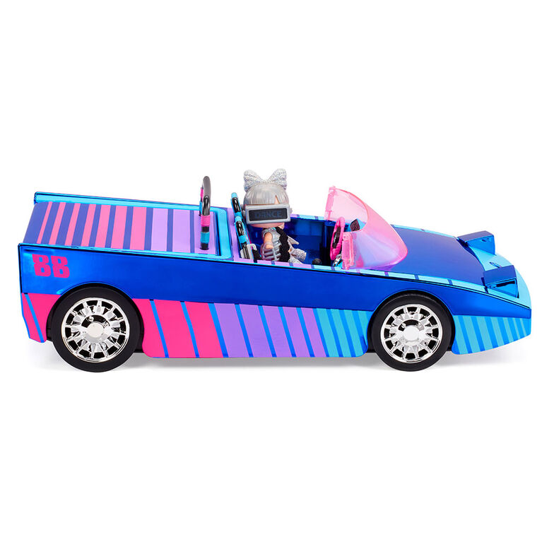 Voiture LOL Surprise Dance Machine avec poupée exclusive, piscine surprise et piste de danse, lampe à lumière noire magique et multicolore