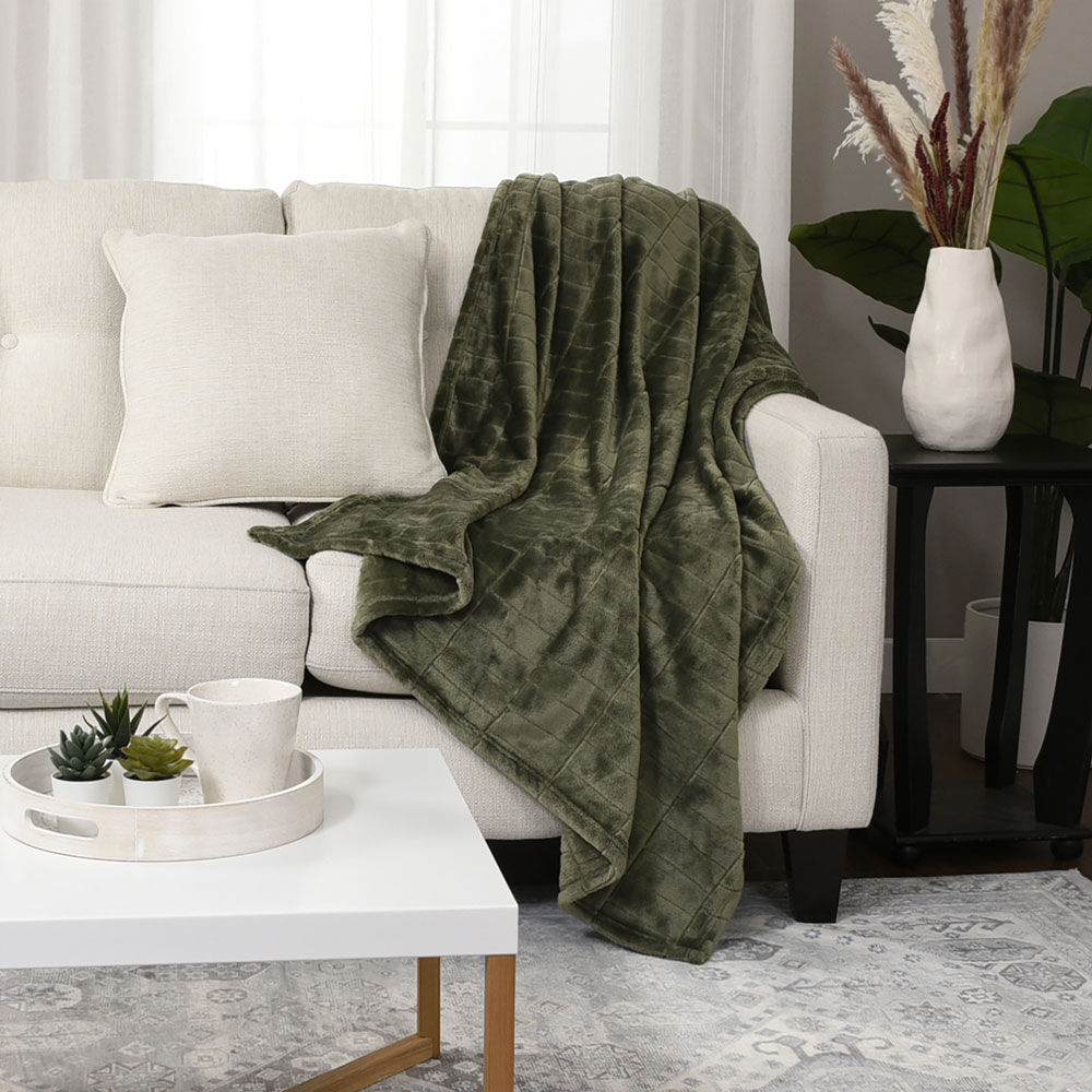 Recycled Cozy Textured Throw, Green 50" x 60"
