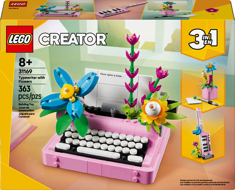 LEGO Creator 3 in 1 Typewriter with Flowers - Building Toy with 3 Building Options, Typewriter, Flowerpot, or Keytar - 31169