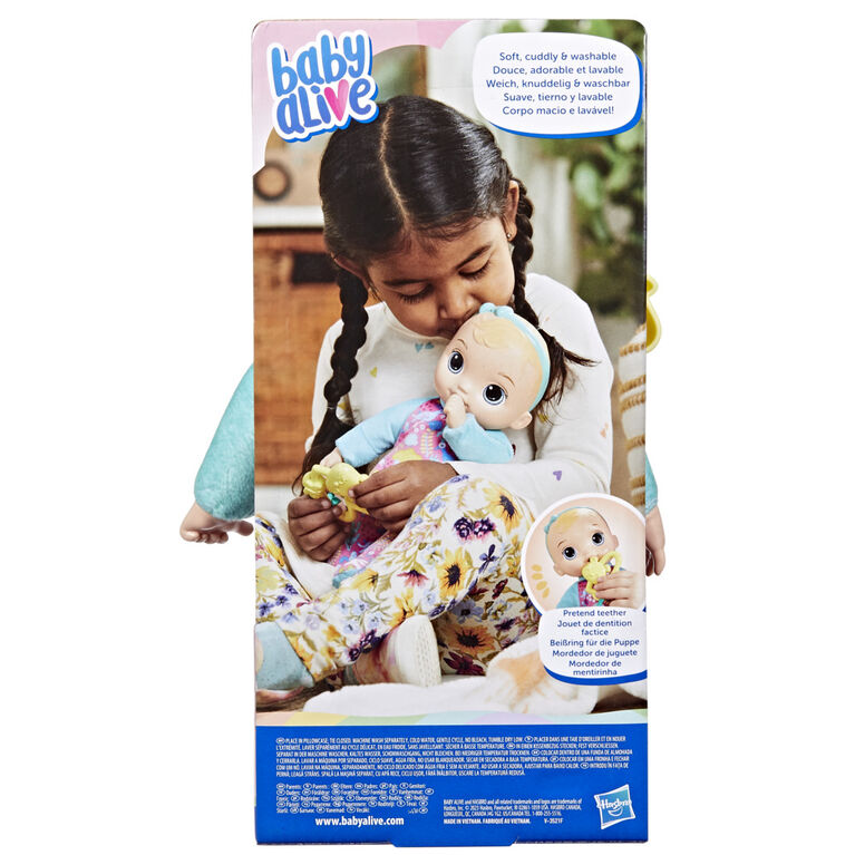 Baby Alive Soft 'n Cute Doll, Blonde Hair, 11-Inch First Baby Doll Toy, Washable Soft Doll, Teether Accessory