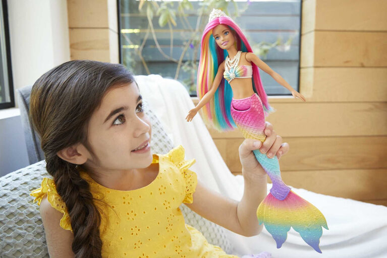 ​Barbie Dreamtopia Rainbow Magic Mermaid Doll with Rainbow Hair and Water-Activated Color Change Feature
