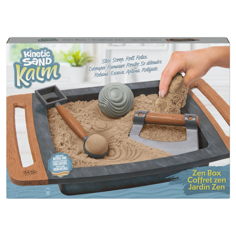 Kinetic Sand Kalm, Zen Garden Box Fidget Toy with All-Natural Kinetic Sand and 3 Tools for Relaxing Play, Sensory Toys