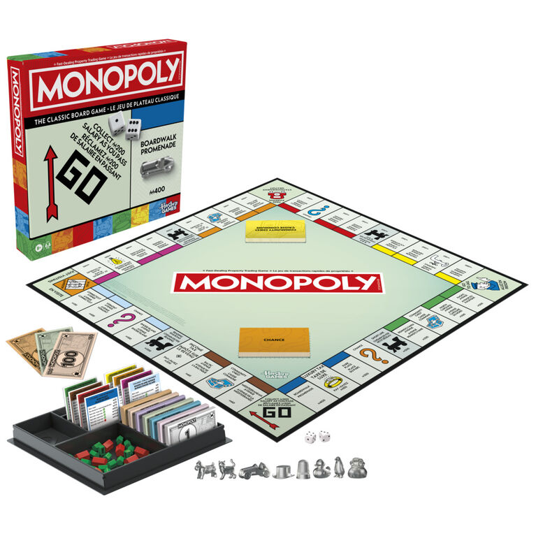 Monopoly Board Game with Storage Tray and Larger Tokens
