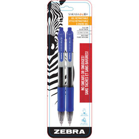 Stylo à encre gel rétractable Zebra Sarasa X20, encre bleu, paquet de 2