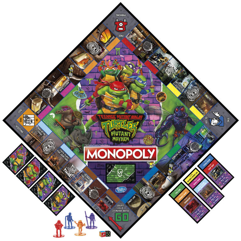 Monopoly Teenage Mutant Ninja Turtles: Mutant Mayhem Edition Board Game for Kids, Kids Board Games for 2-4 Players