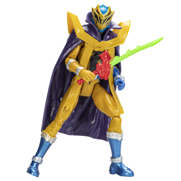 Power Rangers Dino Fury Dino Master Mode Gold Ranger Action Figure Toy with Dino Fury Key