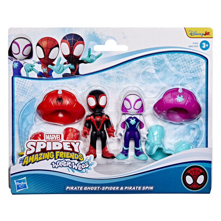 Marvel Spidey and his Amazing Friends Water-Webs Pirate Miles "Spin" Morales & Pirate Ghost-Spider Toys