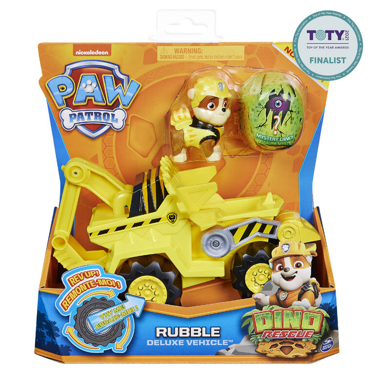 PAW Patrol, Dino Rubble's Deluxe Rev Up Vehicle Mystery Dinosaur Figure | Toys R Canada