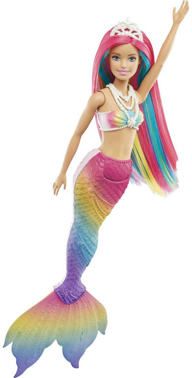 ​Barbie Dreamtopia Rainbow Magic Mermaid Doll with Rainbow Hair and Water-Activated Color Change Feature