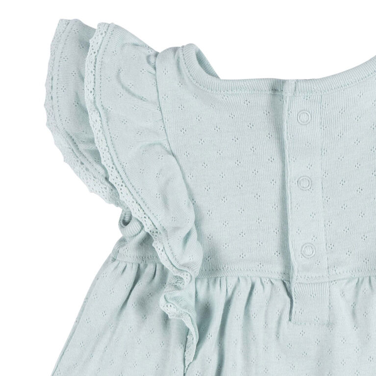 Gerber Childrenswear - 2-Piece Dress + Diaper Set Aqua Blue