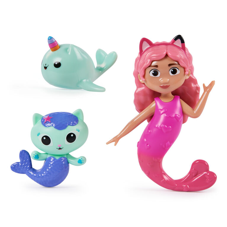 Swimways, Gabby et la maison magique, Dive Characters, coffret de 3 personnages, accessoires et jouets de piscine pour enfants, accessoires de fête et jouets aquatiques