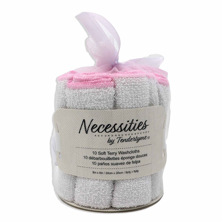 Necessities By Tendertyme 10-Pack Washcloth: Pink