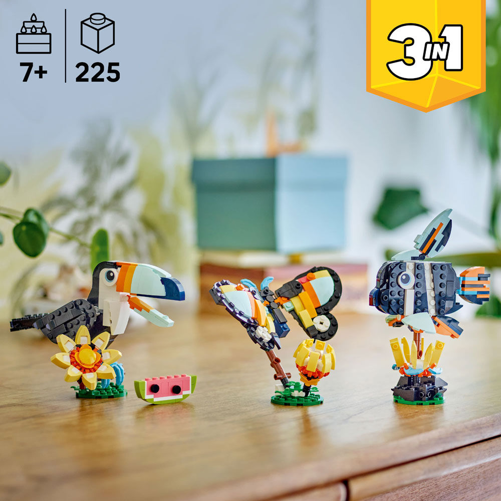 LEGO Creator 3 in 1 Wild Animals: Tropical Toucan Building Toy for Kids, Girls & Boys, Ages 7+ - 31173