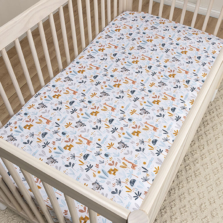 Ensemble de 2 draps-housses en microfibre pour lit de bébé Sammy & Lou - Palmiers Koala