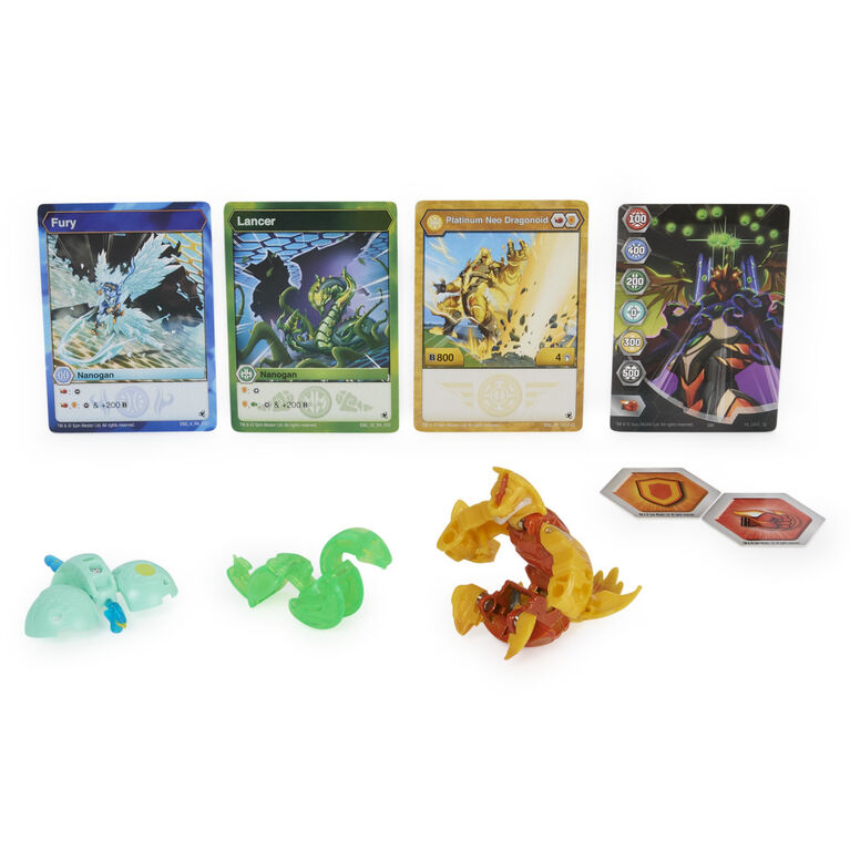 Bakugan Evolutions, Neo Dragonoid with Nano Fury and Lancer Platinum Power Up Pack