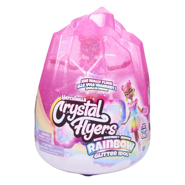 HATCHIMALS PIXIES CRYSTAL FLYERS - 6059523 - Fée volante magique avec socle  Rose - Poupée qui vole jouet enfant