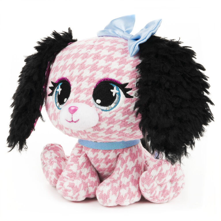 P.Lushes Designer Fashion Pets Cala Bassethound Dog Premium Stuffed Animal Soft Plush with Glitter Sparkle, Pink and Black, 6"