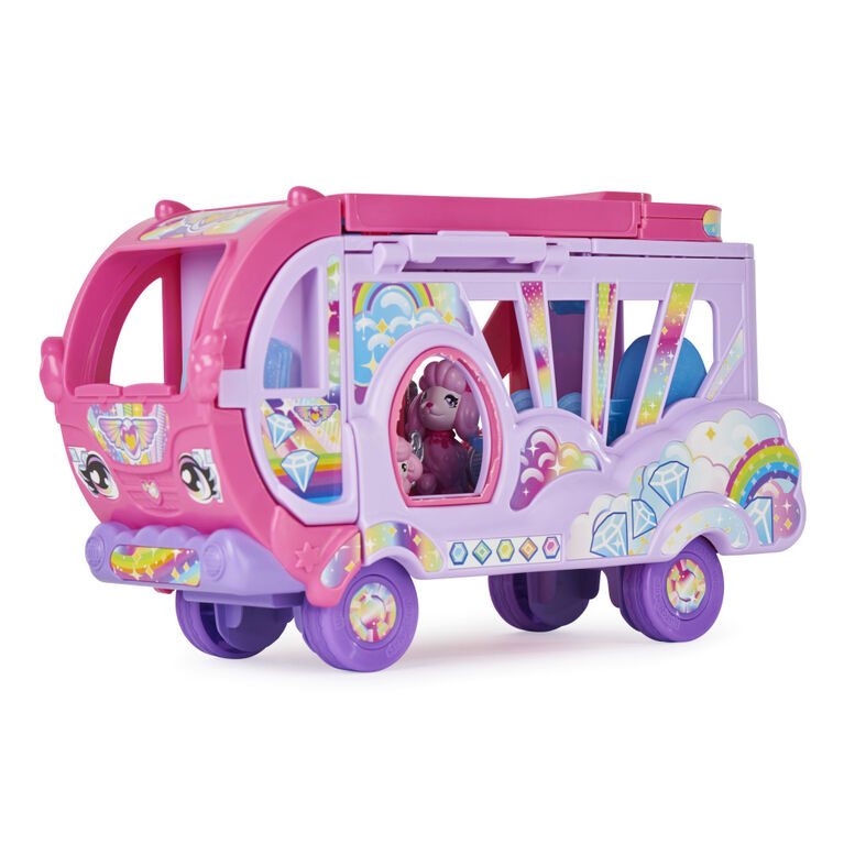 Hatchimals CollEGGtibles, Transforming Rainbow-cation Camper Toy Car with 6 Exclusive Characters, 10 Accessories