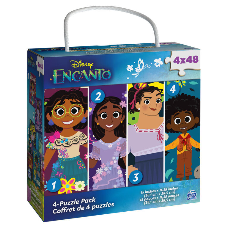 Disney Encanto, 4 Jigsaw Puzzle Bundle 48-Piece Easy Cartoon New Musical Movie Characters with Portable Rope Gift Box