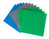 Strictly Briks - Stackable Baseplates - 6" x 6" - 20 x 20 pegs - 12 Baseplates - Blue, Gray, Green