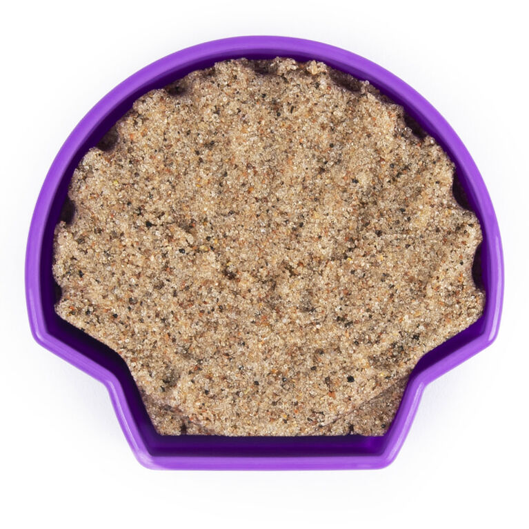 Kinetic Sand, Seashell Container with 4.5oz Neon Purple and Kinetic Beach Sand