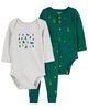 Carter's Three Piece Outdoor Print Bodysuit Pant Set Newborn